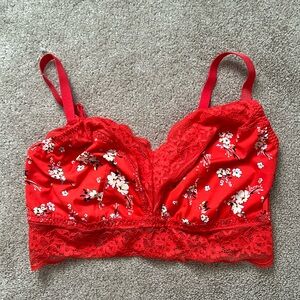 Red floral bralet - never worn - size 14